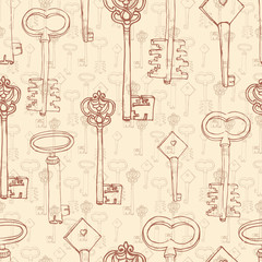 seamless pattern with retro keys