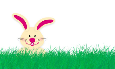 Osterwiese mit Hase und Eiern