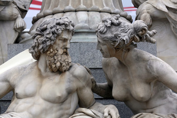 Detail of Pallas-Athene fountain  in Vienna, Austria