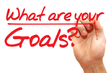 Hand writing What are your goals? with red marker
