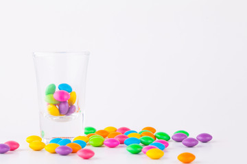 Candy In glass On white Background