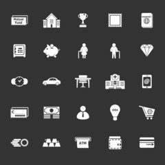 Personal financial icons on gray background