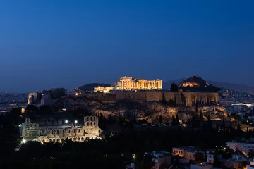 Gordijnen The Acropolis of Athens illuminated © passonitis