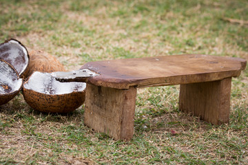 Coconut grater. The device is built with wisdom . Ancient people