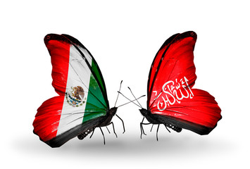 Two butterflies with flags Mexico and Waziristan