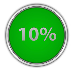 Ten percent circular icon on white background