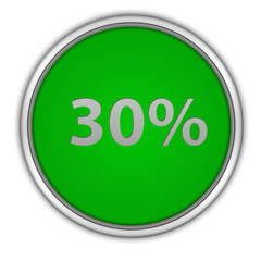 Thirty percent circular icon on white background