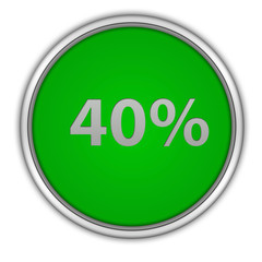 Fourty percent circular icon on white background
