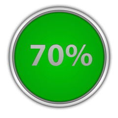 Seventy percent circular icon on white background