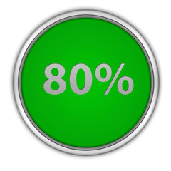 Eighty percent circular icon on white background