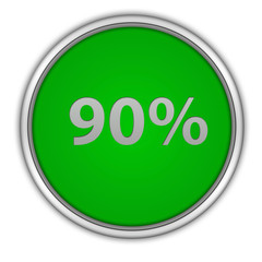 Ninety percent circular icon on white background