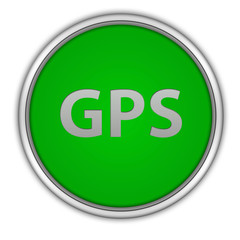 Gps circular icon on white background