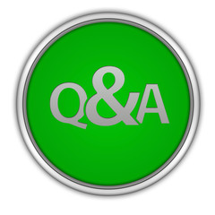 Q&A circular icon on white background