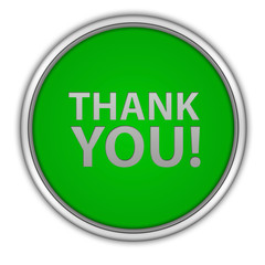 Thank you circular icon on white background