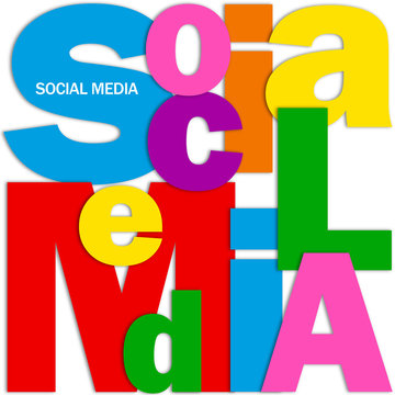 "SOCIAL MEDIA" Letter Collage (information society networking)