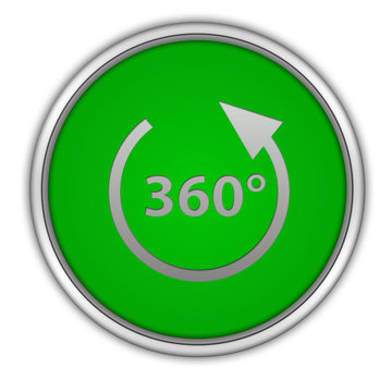360 degrees circular icon on white background