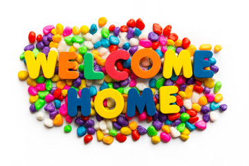 Fototapeta premium welcome home word in colorful stone