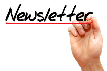 Hand writing Newsletter with marker, business concept