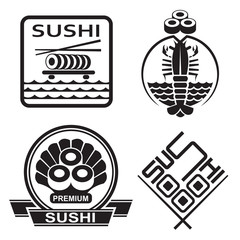 monochrome set of sushi icons