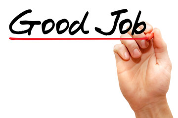 Hand writing Good Job with marker, business concept