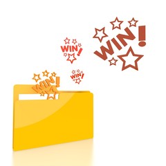 file folder with three win symbol