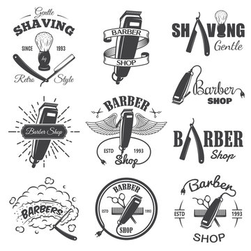 Second set of vintage barber shop emblems.