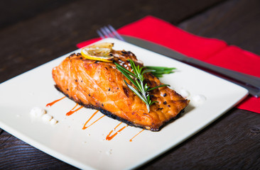 Salmon fillet with lemon and rosemary