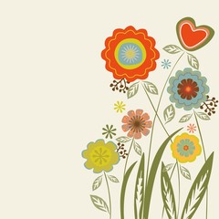 Greeting card with vintage flowers