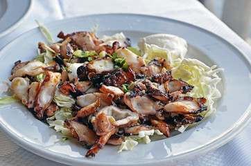 plate of grilled octopus