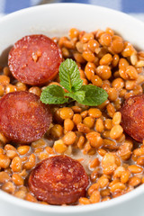 Lentils with sausage