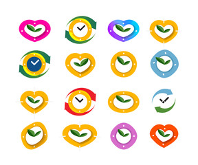 Clock, time icon set