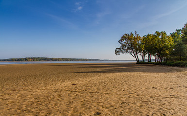 Sandy shore of Rozmberk pond-Trebon,Czech Republic