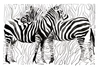 Papier Peint photo Lavable Peintures zebras
