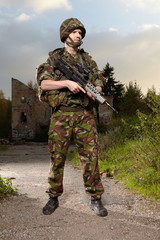 Fototapeta premium Soldier on his move