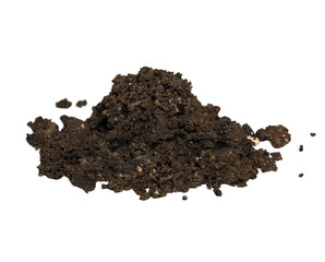 pile wet dirt isolated on white background