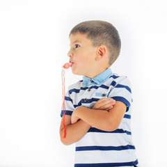 Boy fudboltsi isolated on white background