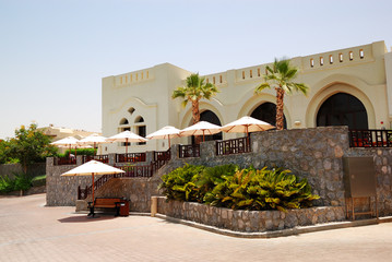 The terrace of restaurant  at luxury hotel, Ras Al Khaimah, UAE