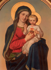 Vienna - Madonna paint on side altar of Sacre Coeur church - obrazy, fototapety, plakaty