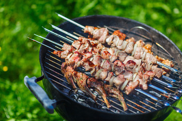 Close up of grilling meat