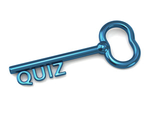 Blue key with word quiz