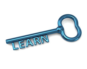 Blue key with word learn