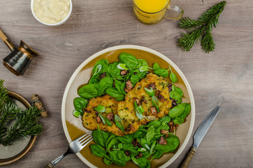 Rabbit steaks with herbs and sour cream