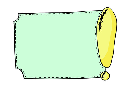 hand draw sketch of blank label and exclamation mark