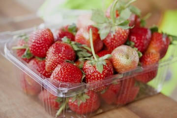 a lot of fresh strawberry