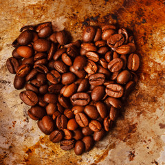 heart coffee made from coffee beans