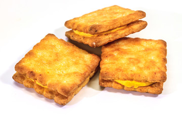 Sandwich biscuits on white background