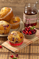 Muffins with cranberry. Selective focus.