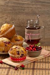 Muffins with cranberry. Selective focus.