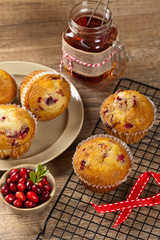 Muffins with cranberry. Selective focus.