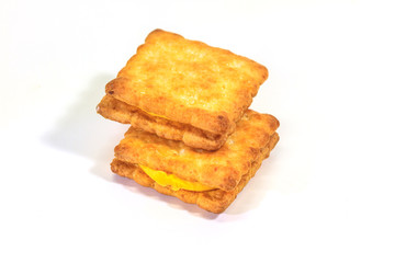 Sandwich biscuits on white background
